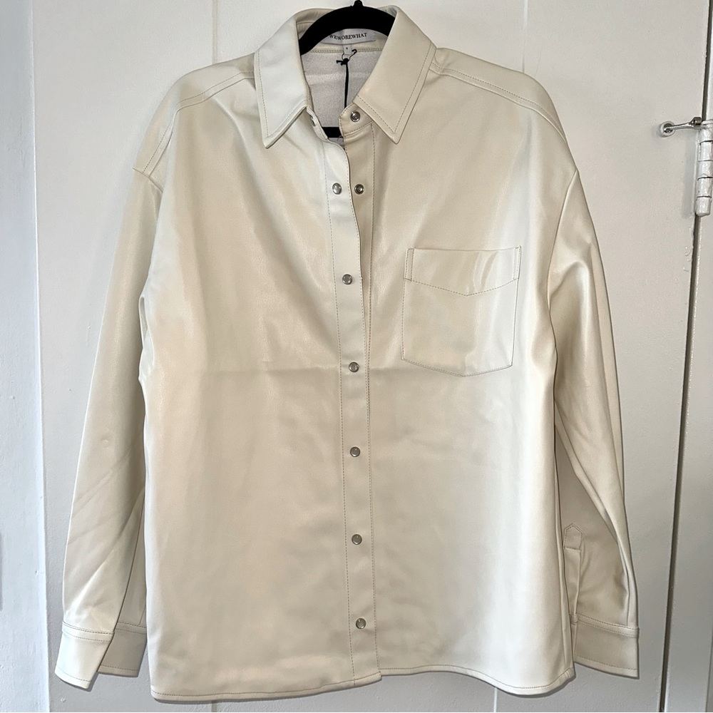 WeWoreWhat Vegan Leather Overshirt NWT